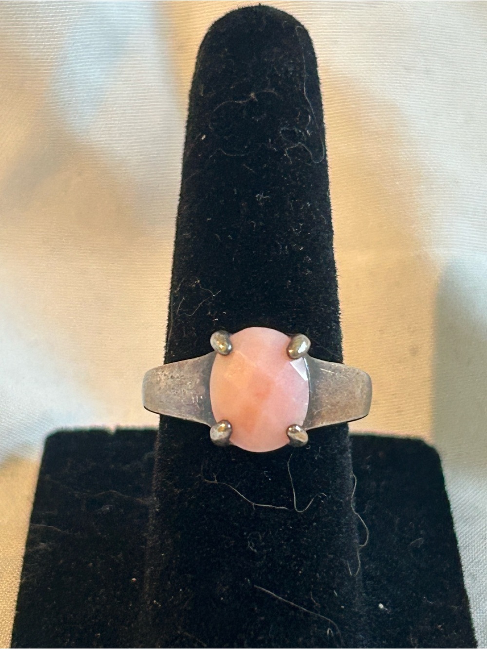 Pink Stone and Silver Oval Ring - Picture 1 of 5